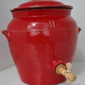 Vinaigrier 4l émail rouge poterie Turgis Noron la poterie