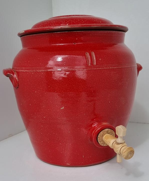 Vinaigrier 4l émail rouge poterie Turgis Noron la poterie
